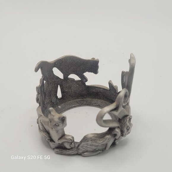 1993 Seagull Canada Pewter Etain Zinn Cats Votive Candle Holder Pewter Base Only - Picture 6 of 11